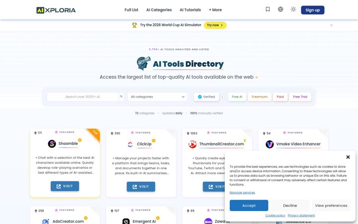 Screenshot of aixploria.com