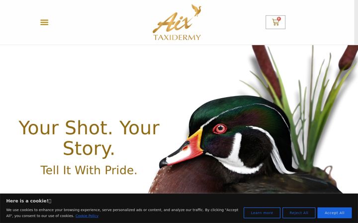Ekrānuzņēmums no aixtaxidermy.com