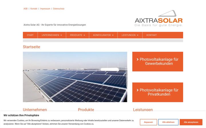Screenshot of aixtra-solar.com