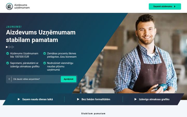 Ekrano kopija aizdevumsuznemumam.lv