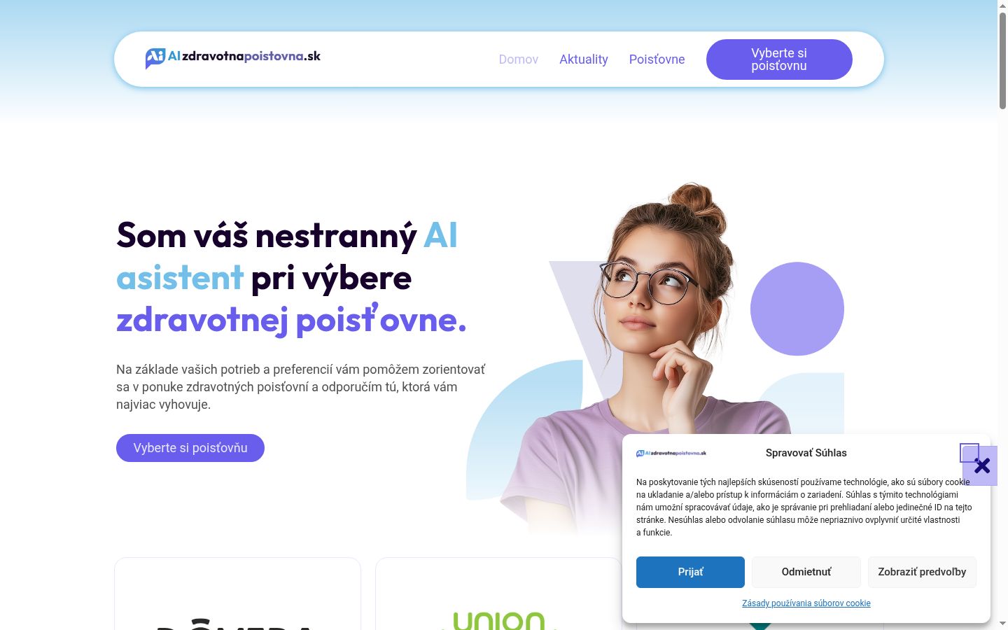 Snímka obrazovky banera súhlasu zobrazeného pred akoukoľvek interakciou