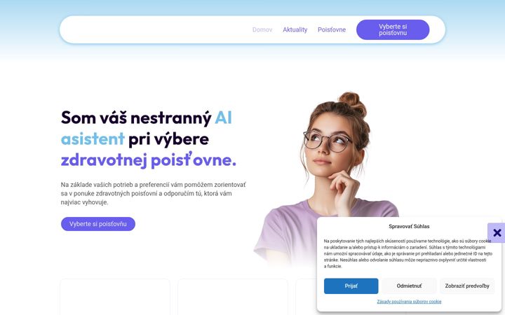 Screenshot stránky aizdravotnapoistovna.sk