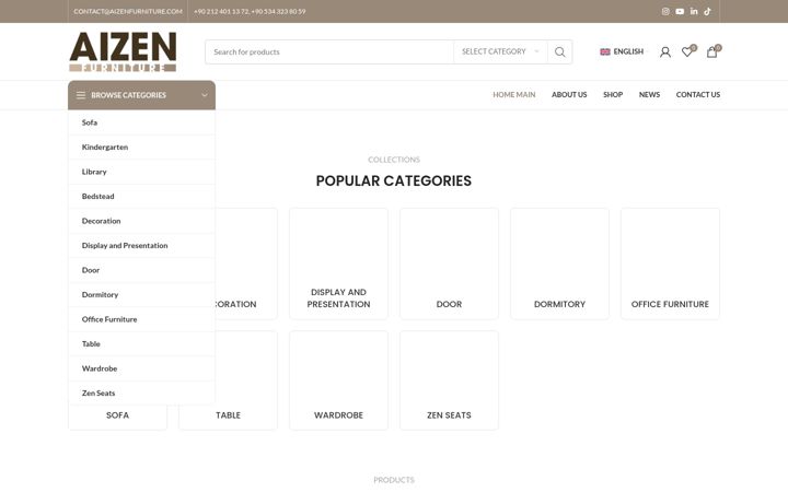 Screenshot stránky aizenfurniture.com