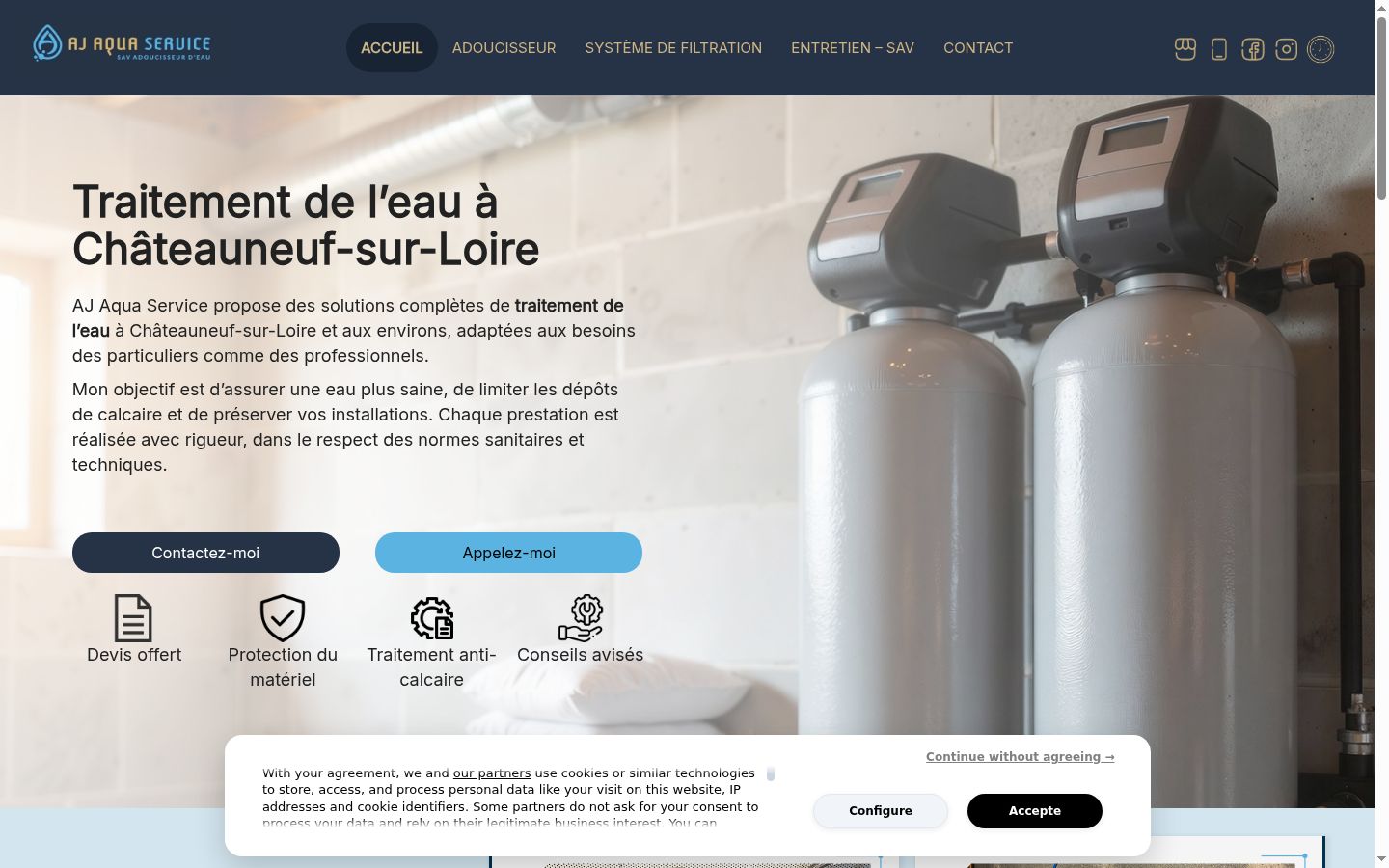 Capture d'écran de la bannière de consentement affichée avant toute interaction