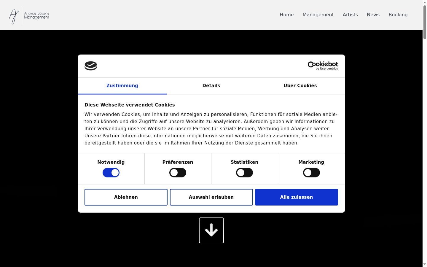 Screenshot of the consent banner shown before any interaction
