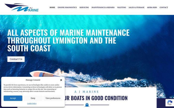 Screenshot of aj-marine.co.uk