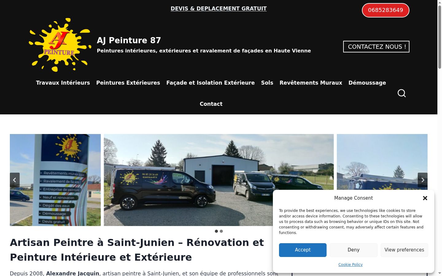 Screenshot del banner di consenso mostrato prima di qualsiasi interazione