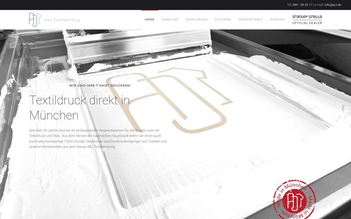 Screenshot of aj-textilwerbung.de