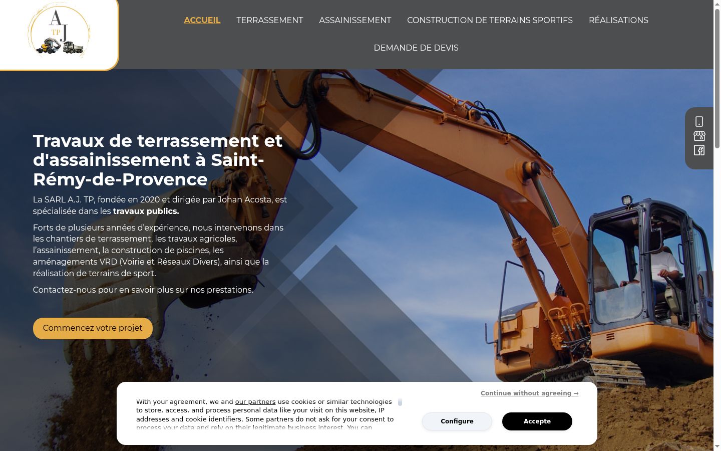 Screenshot del banner di consenso mostrato prima di qualsiasi interazione