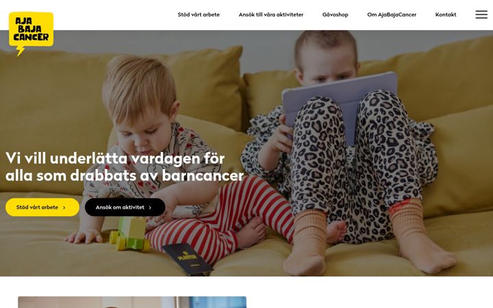 Kuvakaappaus sivustosta ajabajacancer.se