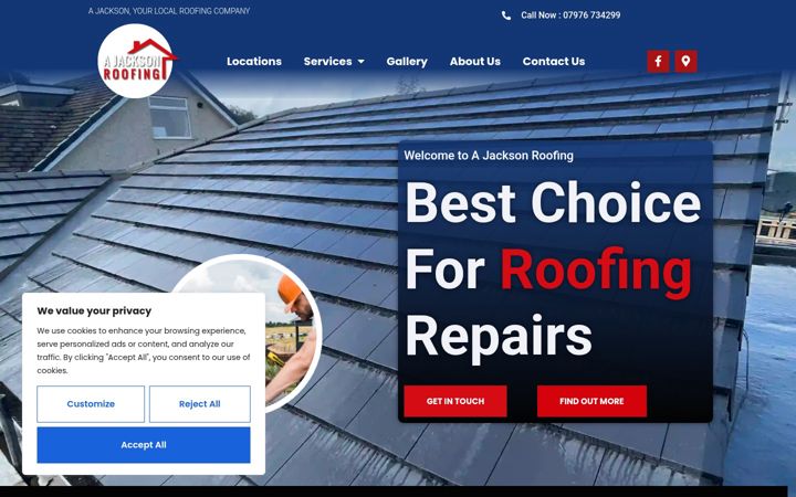 Screenshot von ajacksonroofing.co.uk