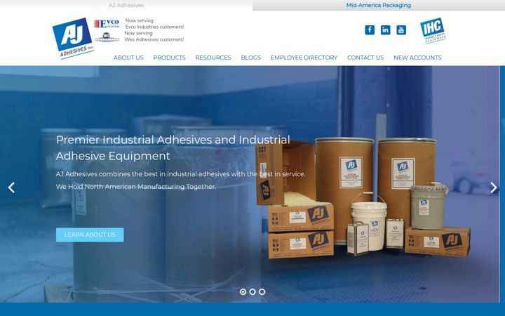Capture d'écran de ajadhesives.com