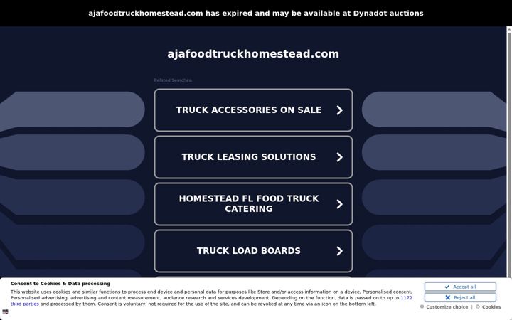 Screenshot of ajafoodtruckhomestead.com