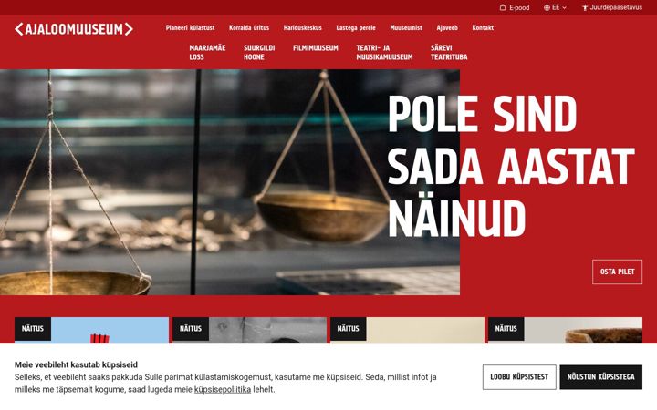 Screenshot van ajaloomuuseum.ee