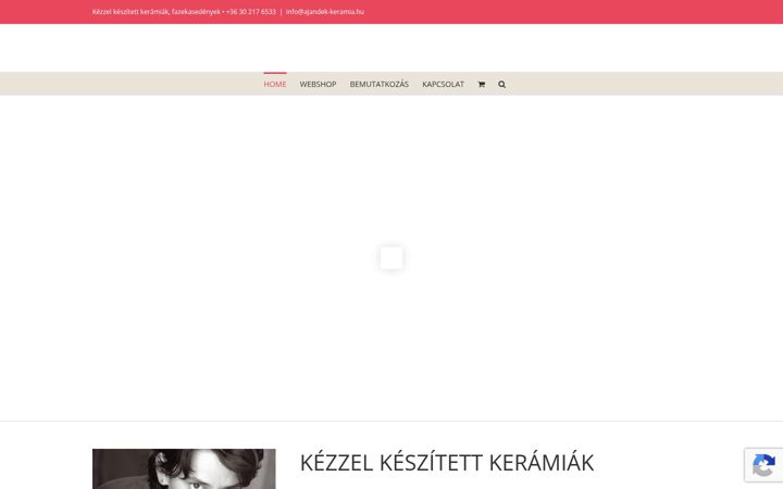 Screenshot van ajandek-keramia.hu
