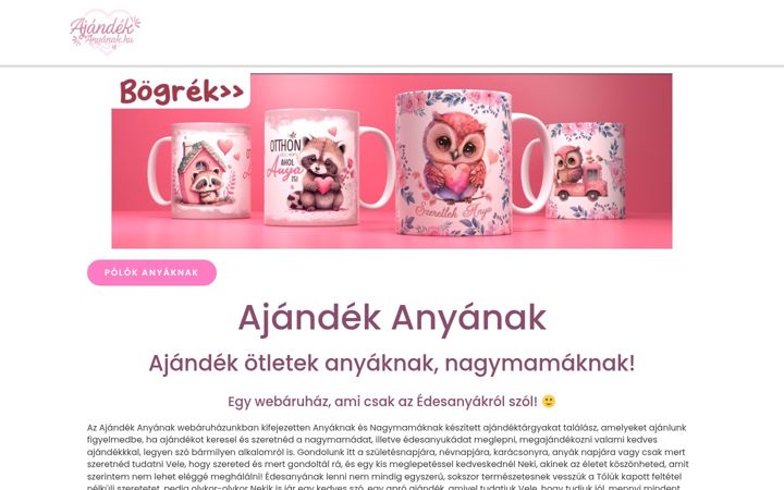 Ekrānuzņēmums no ajandekanyanak.hu