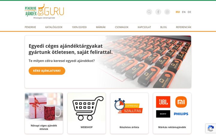 Ekrānuzņēmums no ajandekguru.reklam.hu
