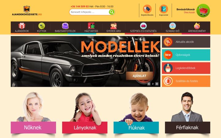 Screenshot of ajandekokszigete.hu