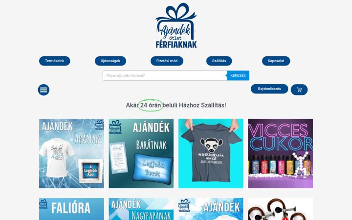 Ekrānuzņēmums no ajandekotletferfiaknak.hu