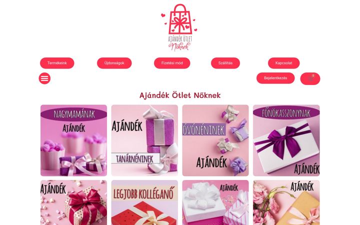 Ekrānuzņēmums no ajandekotletnoknek.hu