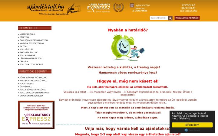 Képernyőkép: ajandektoll.hu