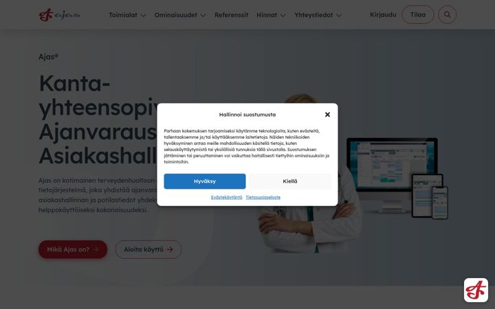 Screenshot of ajas.fi