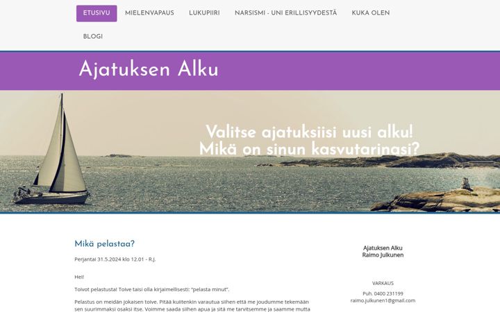 Screenshot of ajatuksenalku.fi