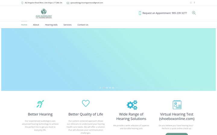 Snímek obrazovky ajaxaudiologyandhearing.com