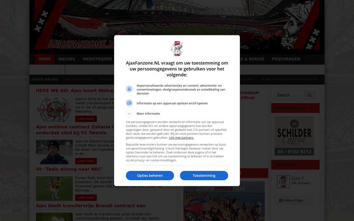Screenshot of ajaxfanzone.nl