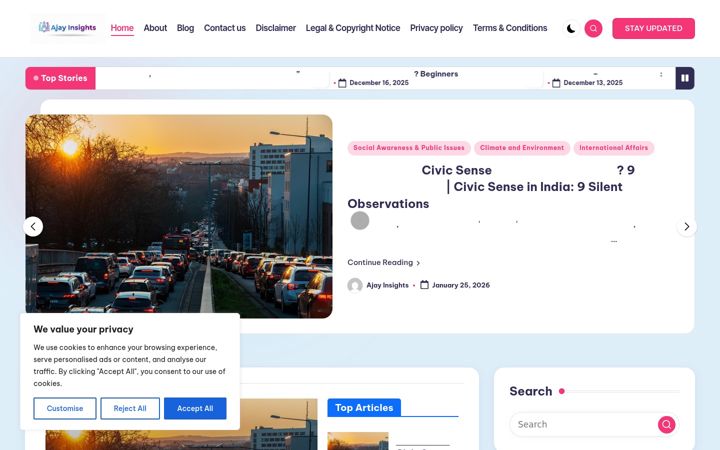 Screenshot van ajayinsights.in