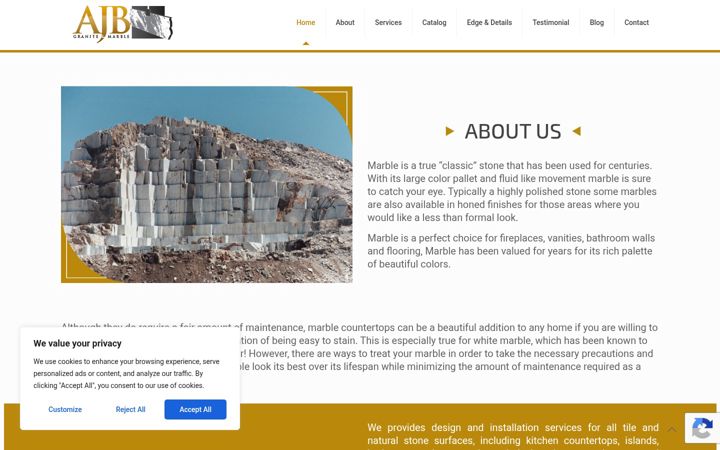 Screenshot of ajbgranite.com