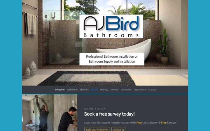 Screenshot of ajbirdbathrooms.co.uk