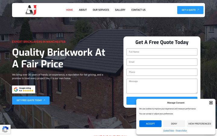 Screenshot of ajbrickwork.co.uk