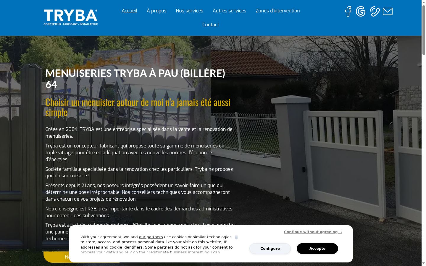 Snímek obrazovky baneru souhlasu zobrazeného před jakoukoli interakcí