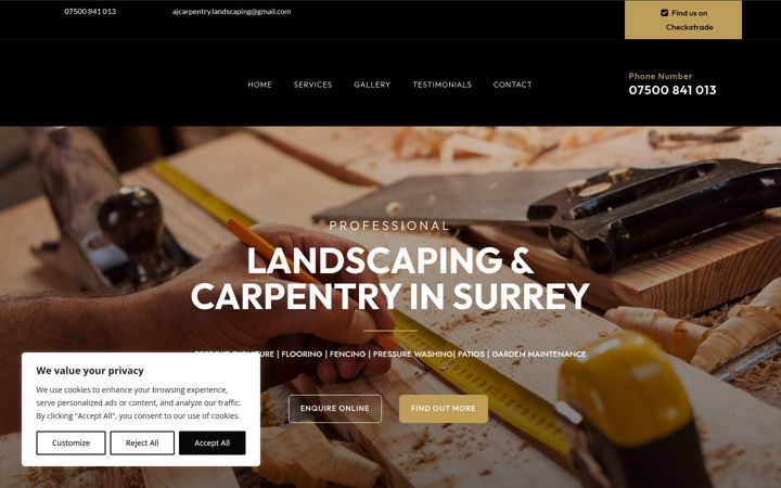 Screenshot of ajcarpentryandlandscaping.co.uk
