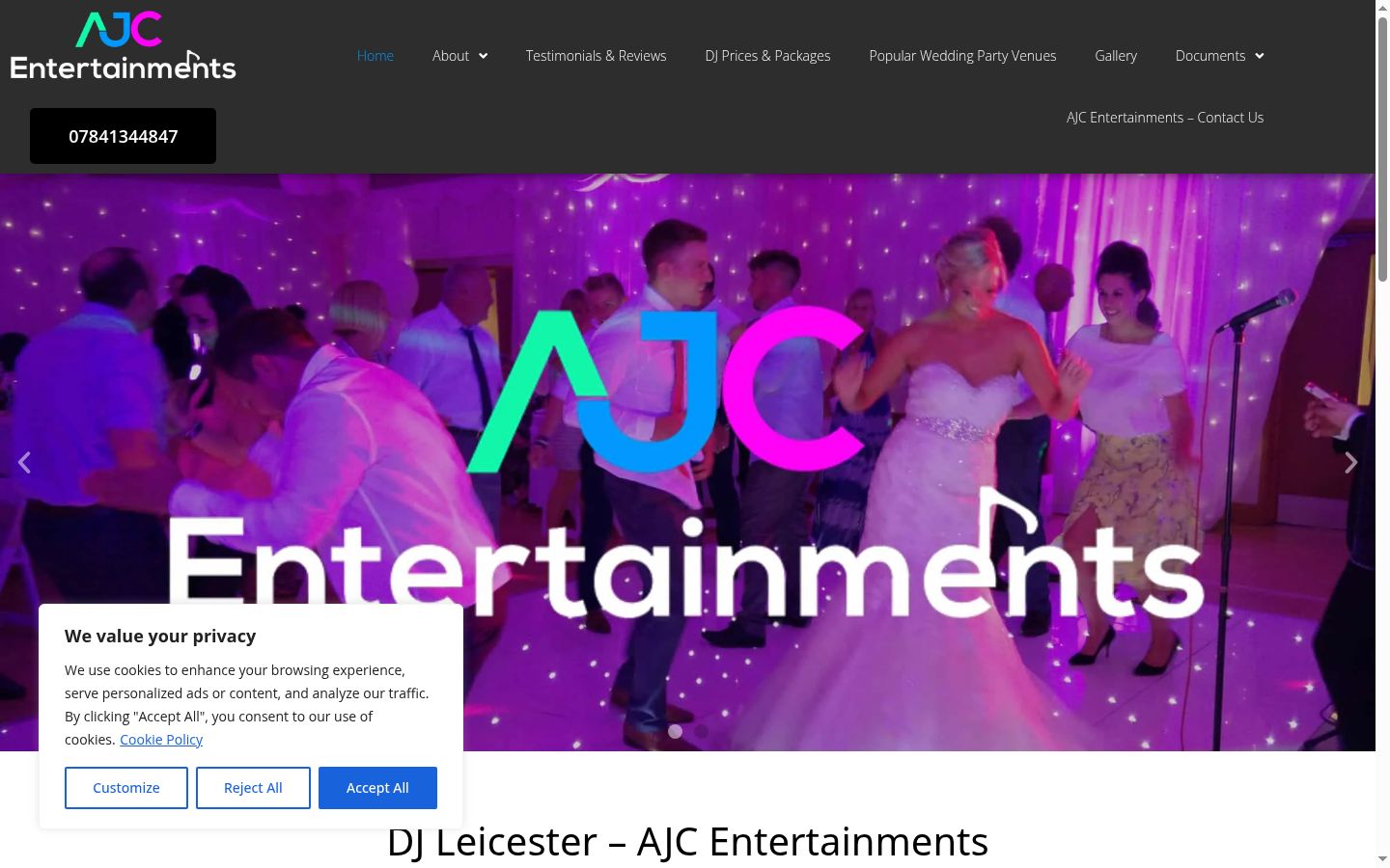 Screenshot of the consent banner shown before any interaction