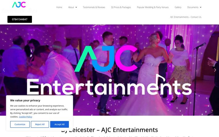Screenshot of ajcentertainments.co.uk