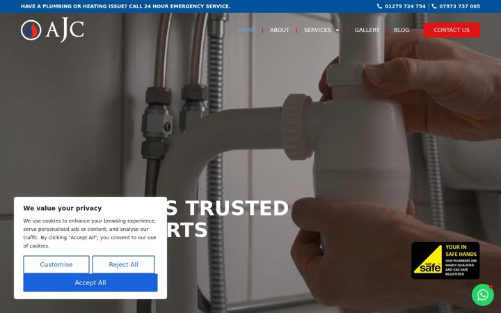 Screenshot of ajcplumbingheating.co.uk