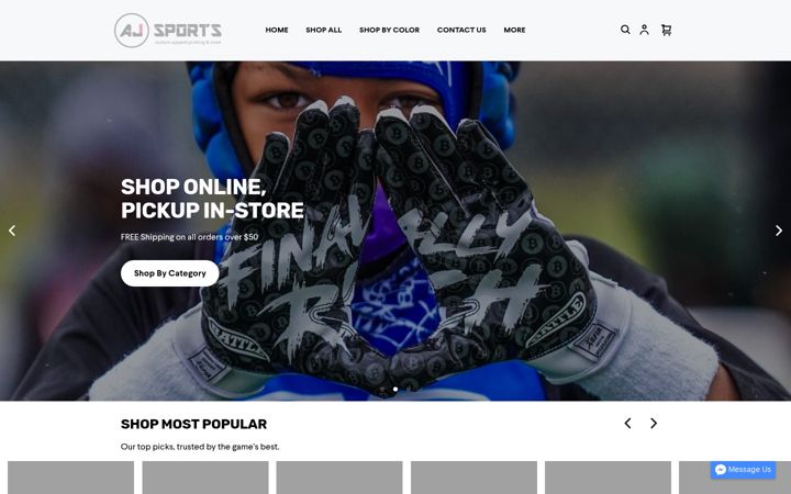 Screenshot of ajcustomsports.com