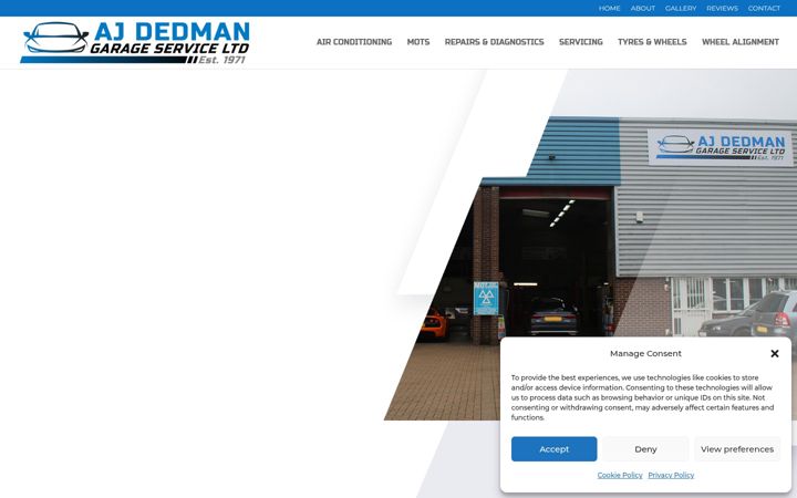 Screenshot of ajdedmangarage.co.uk