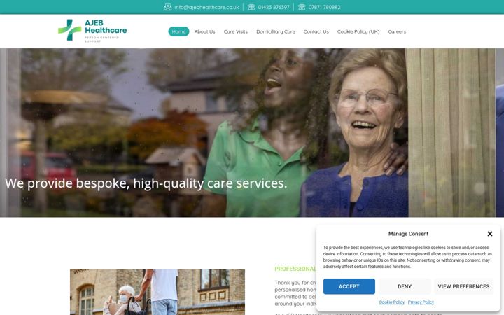 Captură de ecran a ajebhealthcare.co.uk