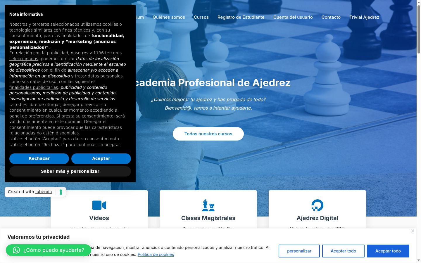 Captura de ecrã do banner de consentimento apresentado antes de qualquer interação