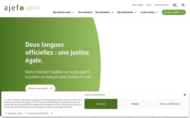 Screenshot of ajefo.ca