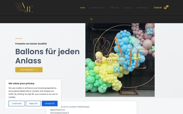 Screenshot of ajepartyservice.ch