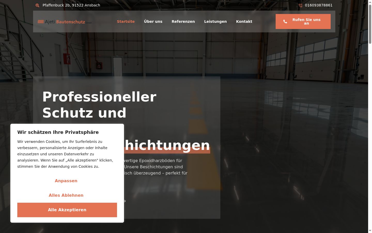 Screenshot des Einwilligungsbanners vor jeglicher Interaktion