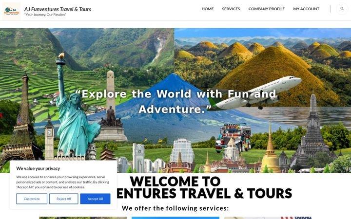 Screenshot of ajfunventurestravel.com