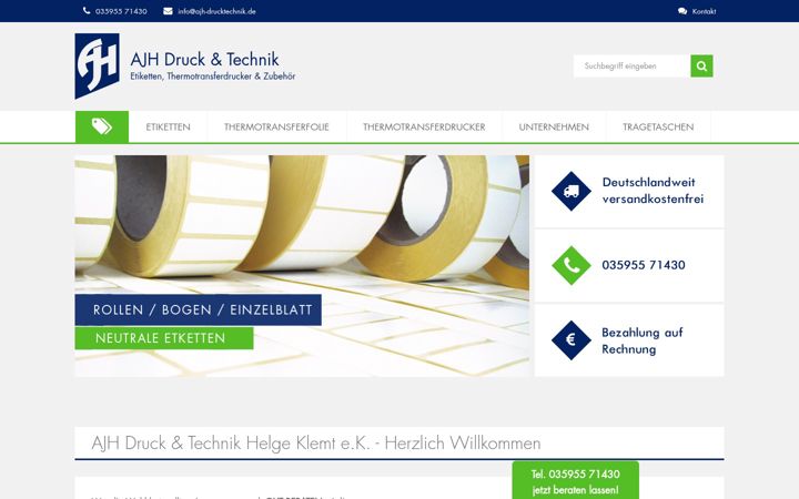 Screenshot of ajh-drucktechnik.de