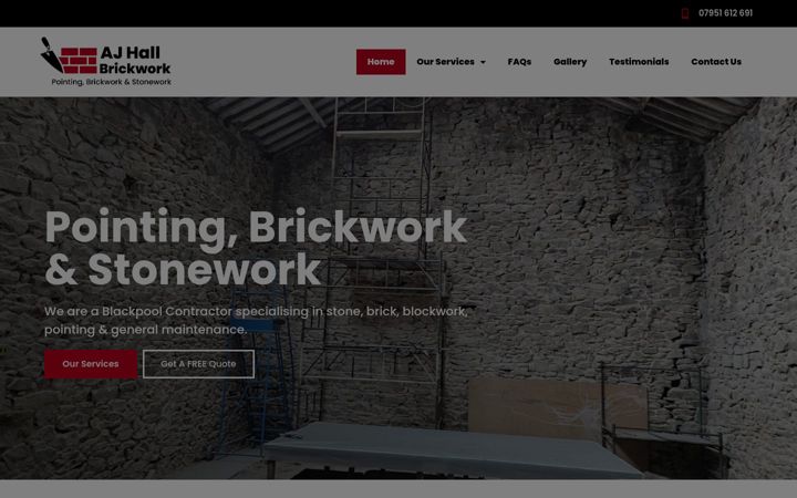 Screenshot stránky ajhallbrickwork.co.uk