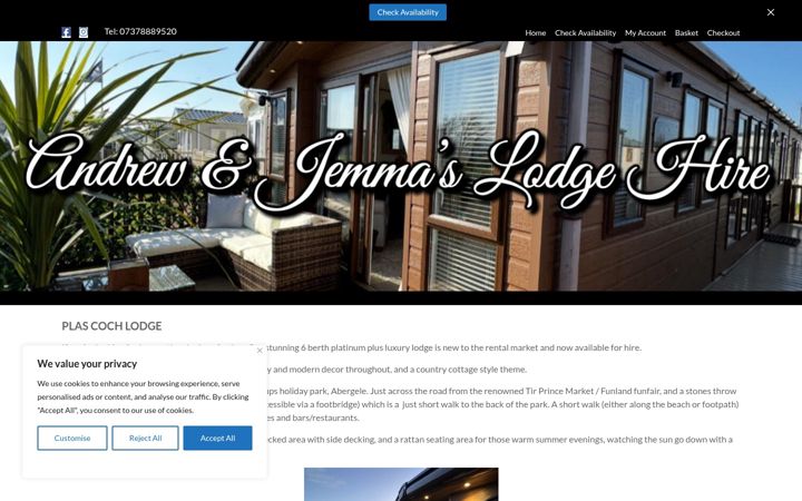 Screenshot stránky ajholidayrentals.co.uk