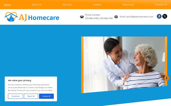 Captura de ecrã de ajhomecarect.com